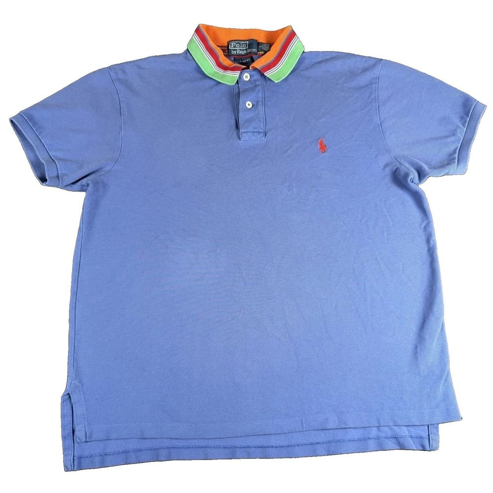 Polo By Ralph Lauren Polo Shirt Mens Large Blue Knit Pony Logo Short Sleeve